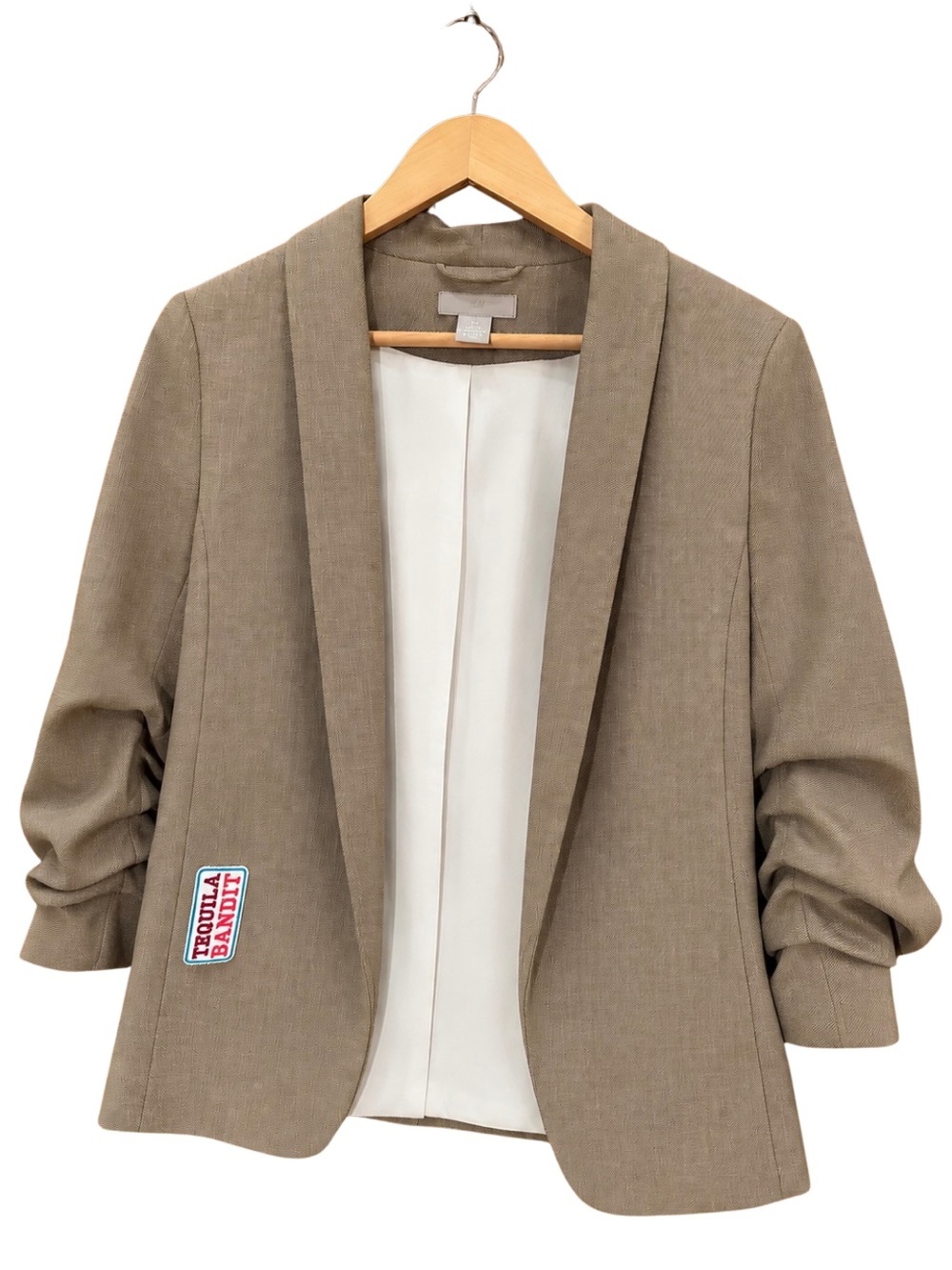 H&M Taupe Blazer Tequila Bandit Somebody’s Problem Patches